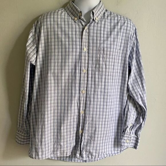 Old Navy Long Sleeve Button Down Blue Shirt Large - Picture 4 of 10